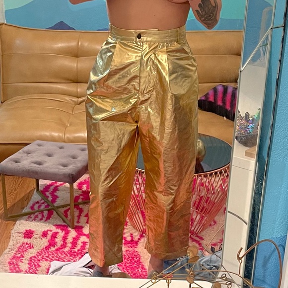 House of Sunny | Pants u0026 Jumpsuits | Incredible Gold Wide Leg Cropped  Trousers New | Poshmark